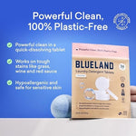 Hypoallergenic fragrance free laundry tablets by Blueland displayed on a clean surface highlighting natural ingredients