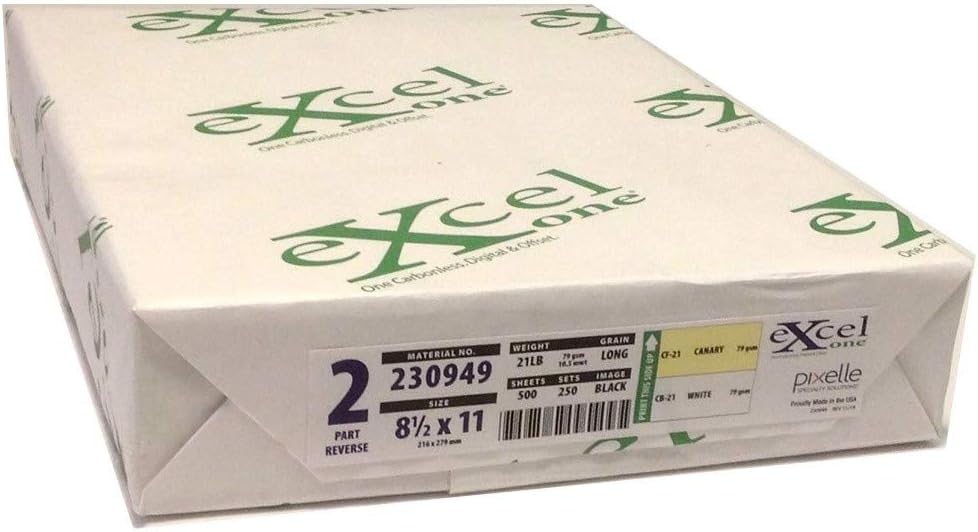 Excel Glfr carbonless 2-part reverse paper front view office supply