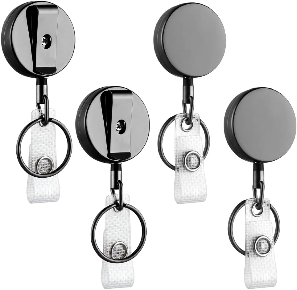 Will Well 2 Pack Retractable Keychain - Metal Badge Reel - Square - Black - Image 9
