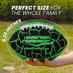 Side angle view of the Wave Runner Grip It water sports football showing heavy-duty construction.