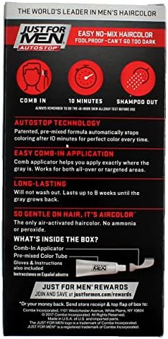 Just For Men AutoStop packaging with shade A55 Real Black label