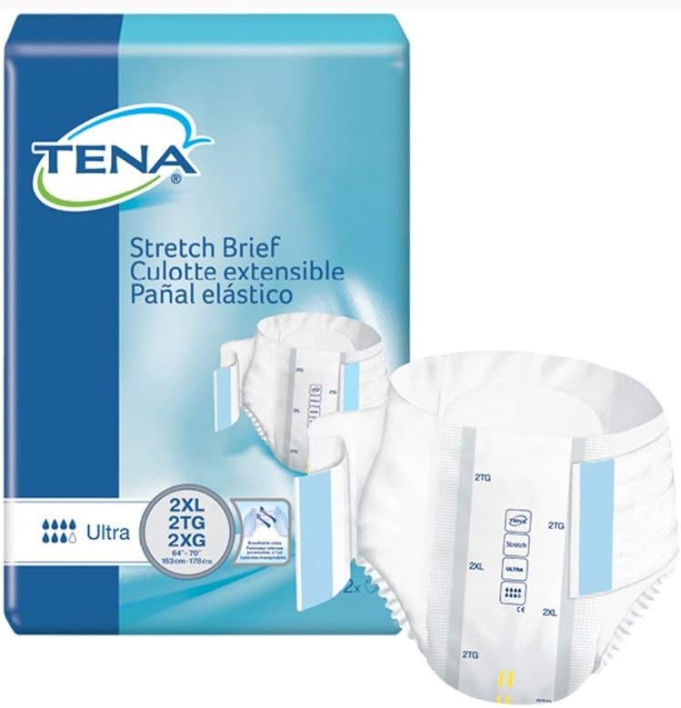 TENA ProSkin Stretch Ultra Incontinence Brief, Heavy Absorbency, Unisex, 2X-Large, (64 Total - 2 Pack) - Image 1