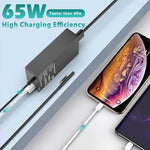INEXEWOC 65W laptop charger brick with AC power cable extended for travel use