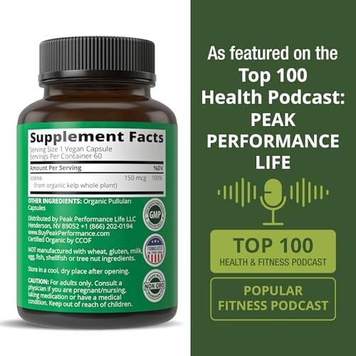 Authentic Peak Performance kelp iodine supplement bottle for natural daily energy boost