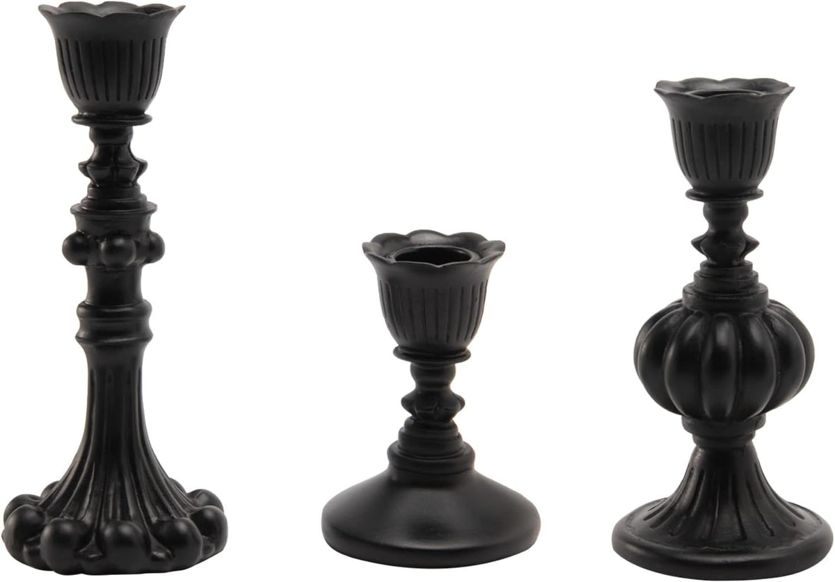 Guichifun black candlestick holder set front view decor