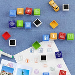 WAHXIAOSW city and country rubber stamp set arranged neatly outside the storage case displaying global landmark graphics