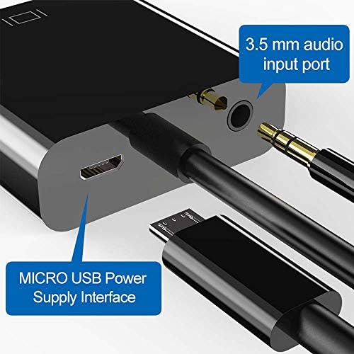 Cuxnoo active signal converter highlighting the auxiliary audio jack and micro USB input ports.