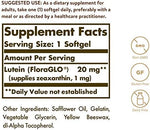 Solgar Lutein eye health supplement label details