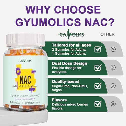 NAC Supplement 1000mg for Adults & 500mg for Kids, N-Acetyl Cysteine Supplement Gummies, Synergistic Antioxidant, Vegan, Sugar-Free 60 Gummies - Image 7