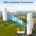 UeeVii outdoor wireless bridge setup with pole mounting accessories for stable surveillance camera connection