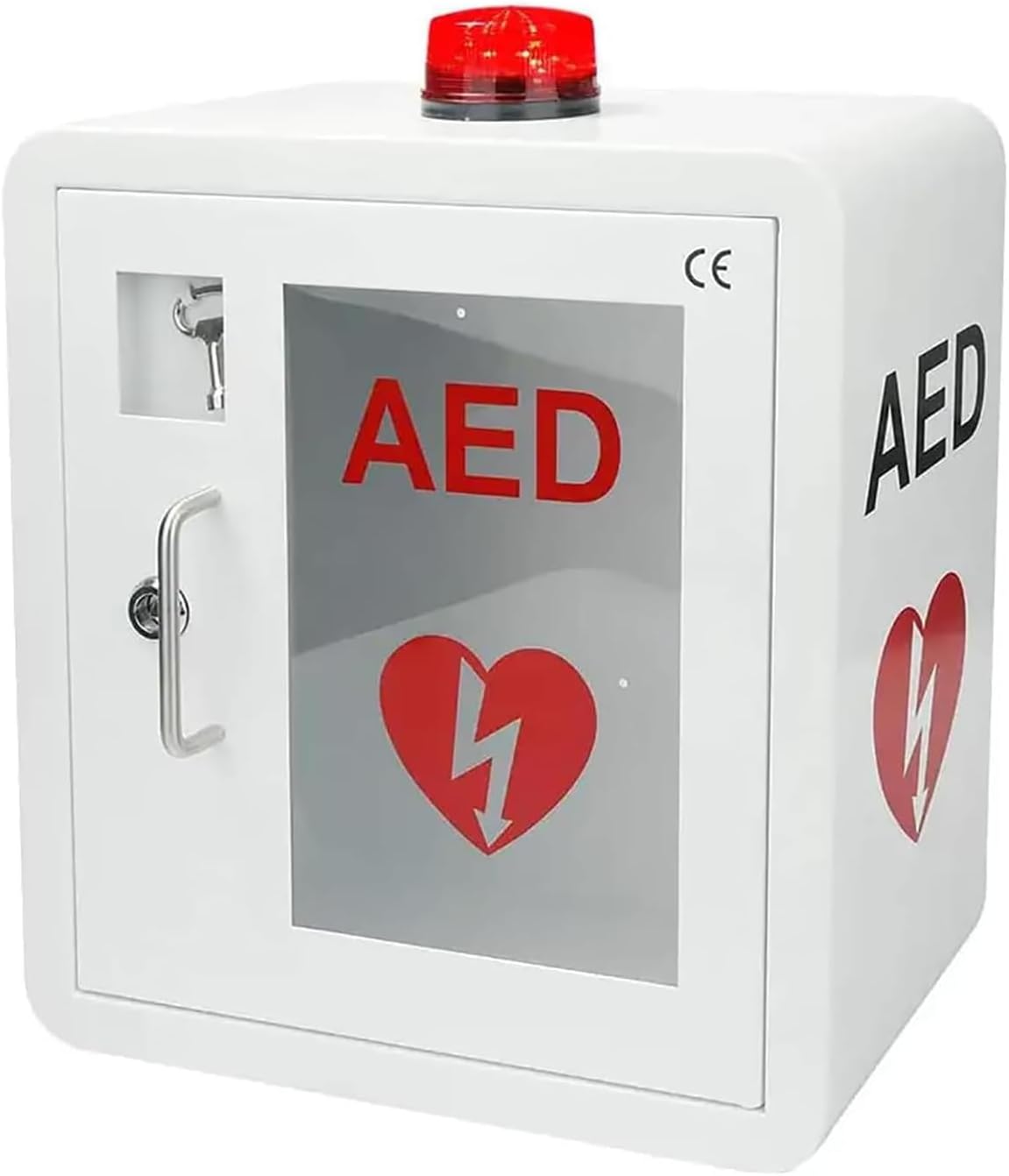 KEULEN AED Defibrillator Storage Cabinet, Wall-Mounted Steel Cardiac Defibrillation Alarm Box with Alarm System, First Aid Case, Fits Most AED Models, for Home, Office, Nursing, Bus - Image 1