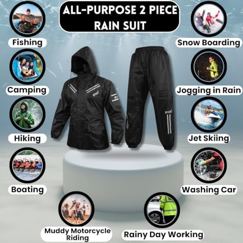 Bykr 2-piece breathable rain gear showing zipper and velcro closures