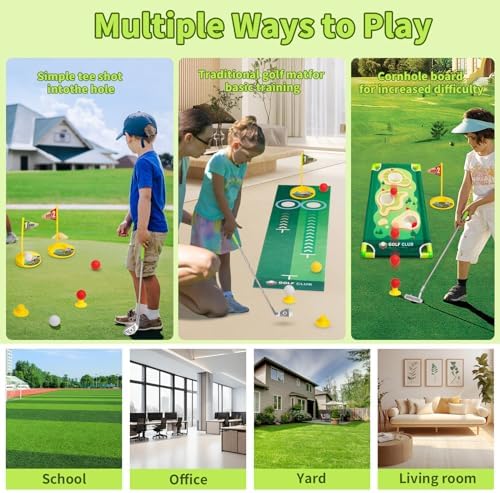 Educational golf kit for kids age 2 to 8 with scorecard