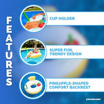 Person lounging on Pina Colada ring in swimming pool