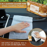 Close up of the 8 by 10 inch size leather wipe showing textured cleaning surface.