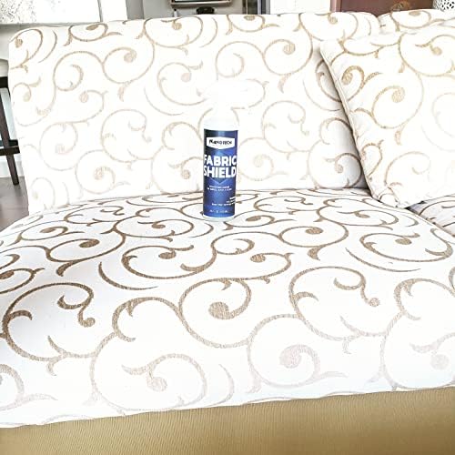 Applying Nanotech Surface Solutions liquid repellent to a luxury fabric sofa.