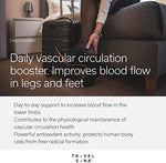 TRAVELSANA Daily Circulation ingredients list displaying French maritime pine bark and ginger root extracts