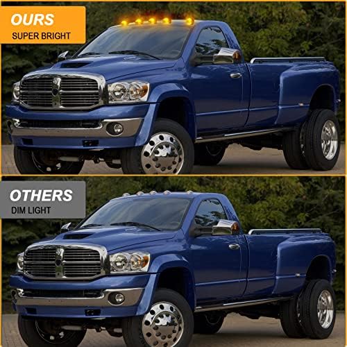 R&F Auto five pieces truck roof marker lights with smoked lens design back view showing connectors