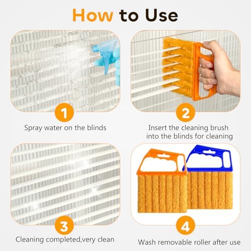 2 Pcs Blind Cleaner Duster Tool,Blind Dusters for Cleaning,Cleaning Brush,7 Finger Dusting Cleaner Tool for Window & Air Conditioner,Window Blinds Cleaner Microfiber Washable - Image 5