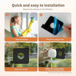 Complete contents of the Girafit window mount replacement set featuring four stickers and twenty cord organizers.