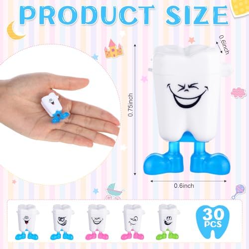 Colorful baby tooth holder containers with funny faces
