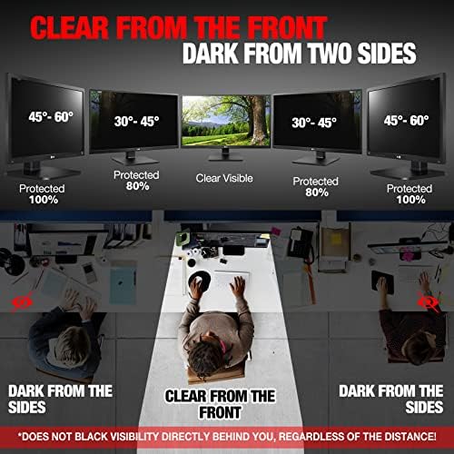 Reversible 16:9 widescreen monitor shield displaying the high privacy glossy side.