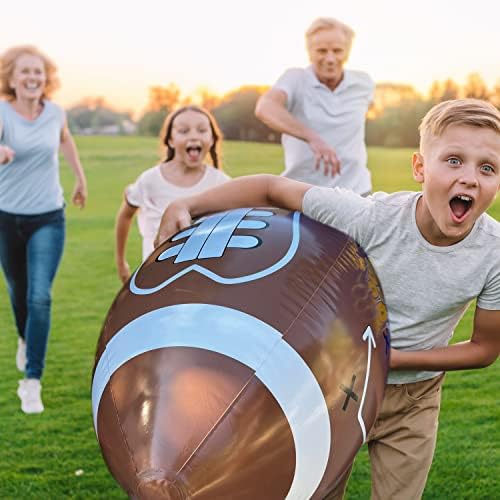 GiftExpress oversized inflatable football placed on its sturdy inflatable tee setup.