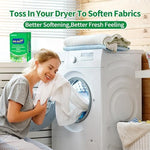 Cruelty-free vegan dryer sheets box display highlighting chemical-free formula for sensitive skin care.