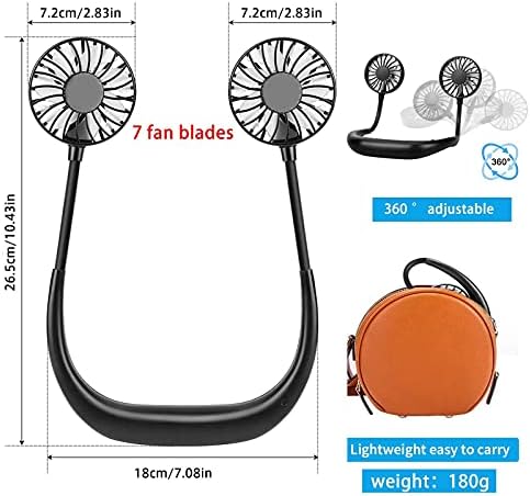 Black wearable headphone design fan illustrating ergonomic structure for personal cooling