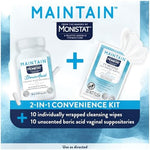 Monistat 2-in-1 feminine care kit for vaginal pH balance and odor management