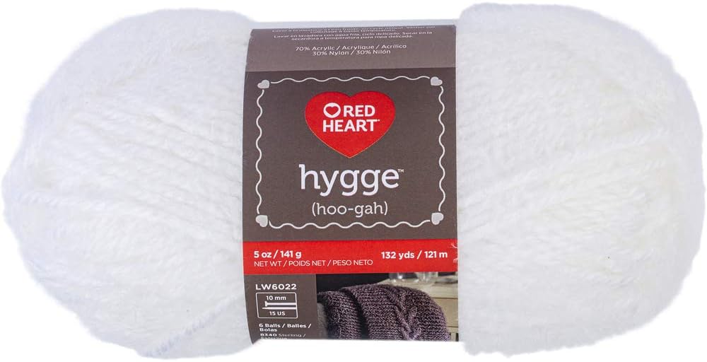 Red Heart Hygge yarn ready for knitting projects