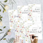 Close up of fill in style lines on the wildflower bridal shower invites