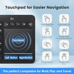 Close up of the large multi touch trackpad on the Bnnwa wireless keyboard showcasing gesture control capabilities.