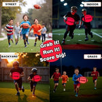 Waterproof LED sports ball lit up brightly for evening backyard games
