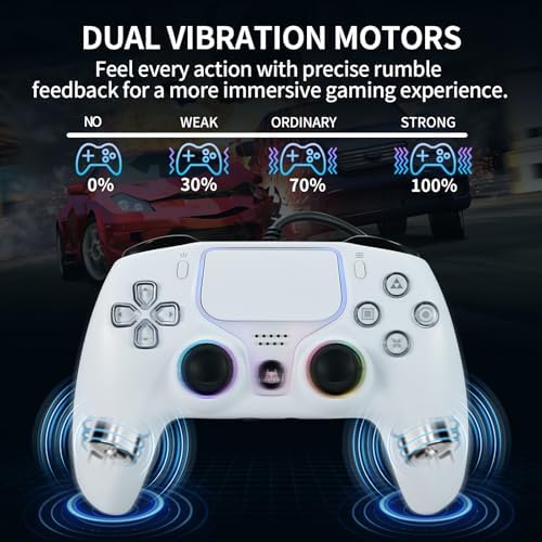 NBCP wired joystick controller for PS4 and PS5 highlighting the d-pad and action buttons