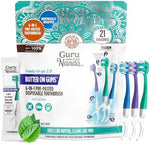 GuruNanda 6-in-1 disposable toothbrush pack front view