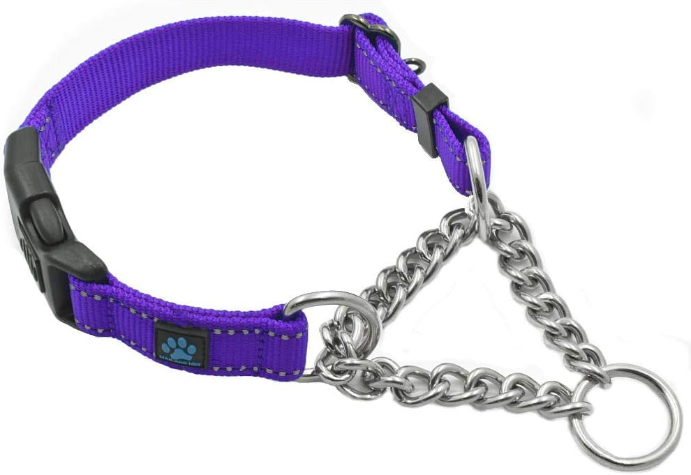 Max And Neo stainless steel chain martingale collar front view
