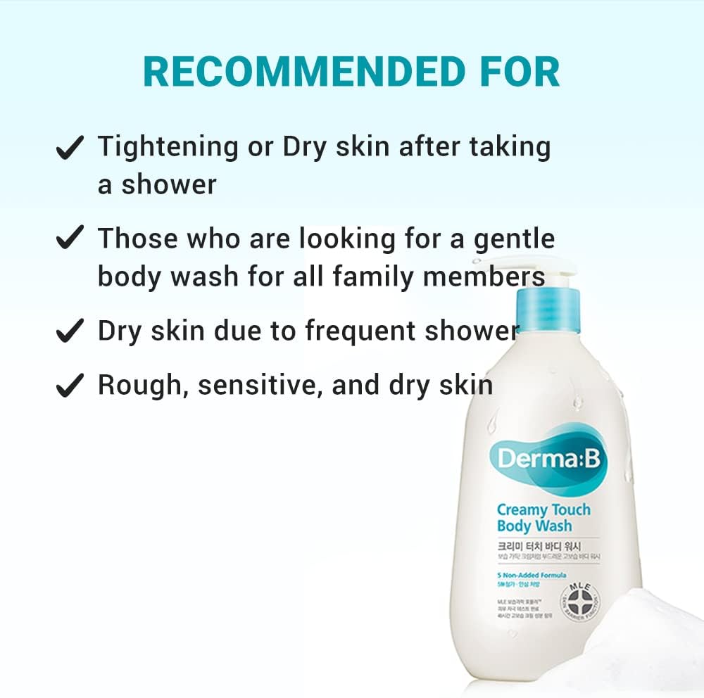 Derma B Creamy Touch Body Wash lifestyle application shot