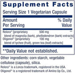 Life Extension Cortisol Stress Balance supplement facts and ingredient label