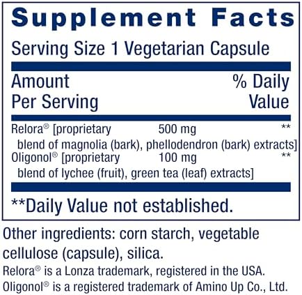 Life Extension Cortisol Stress Balance supplement facts and ingredient label