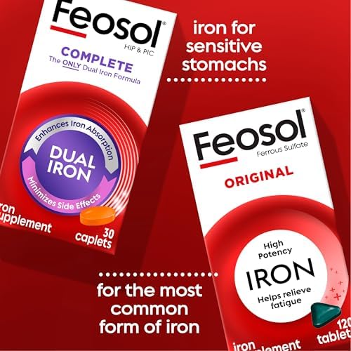 Feosol Complete energy support iron supplement nutritional directions close up