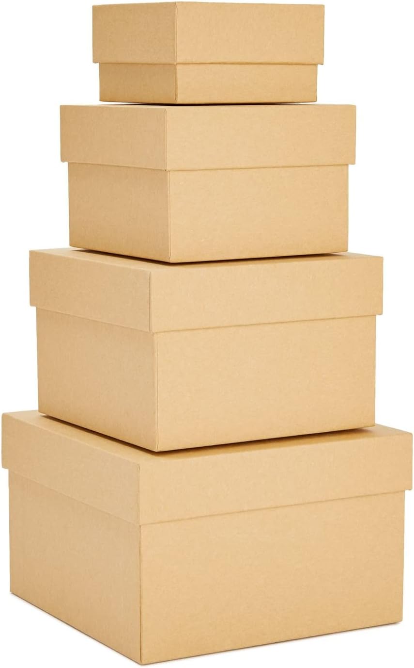 Stockroom Plus 4-Pack Square Nesting Boxes with Lids - Assorted Sizes, 6.5 to 3.5 in - Black - Space-Saving Stacking & Nesting Gift Box Set - Image 10