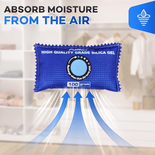 FURWEY moisture absorber packs inside a storage bin for mold prevention