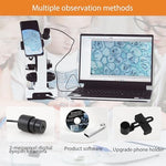 Crspexil compound microscope kit showing 2 megapixel camera attachment and prepared slides