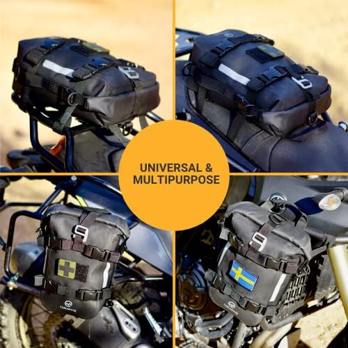 The 7L motorcycle fender pouch converted into an easy to carry crossbody shoulder bag for theft prevention.