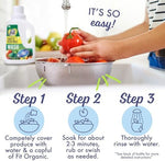 Fit Organic fruit and vegetable cleaner usage instructions label