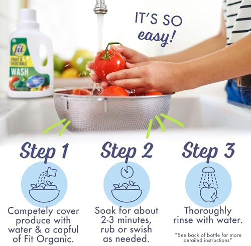 Fit Organic fruit and vegetable cleaner usage instructions label