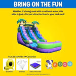 Detail of splash pool and safety netting on inflatable slide