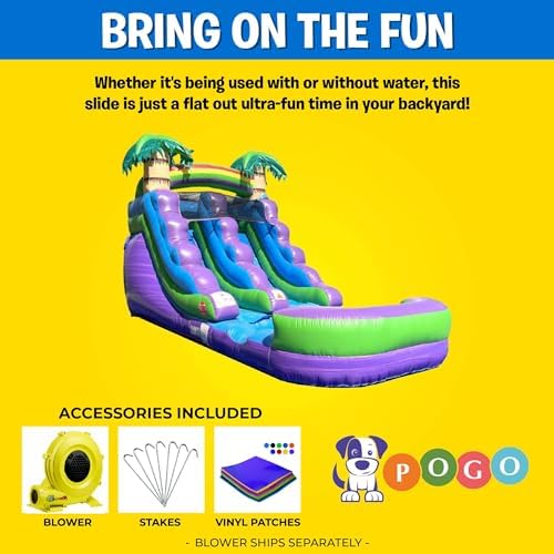 Detail of splash pool and safety netting on inflatable slide