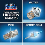 Close up of Finish dual action formula for machine hygiene and odor control.
